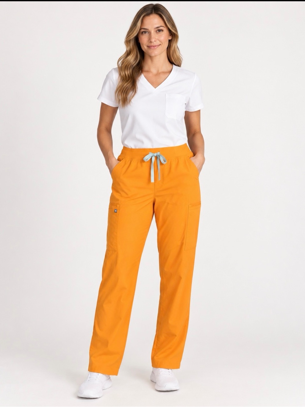 FIGS Technical Collection Orange Cargo Scrub Pants Size M
